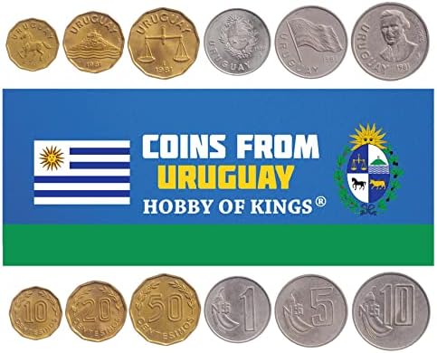 4 מטבעות מאורוגוואי | אוסף סט מטבעות אורוגוואי 1 2 5 10 פזו | הופץ 2011-2019 | Rhea יותר | ארמדילו | קפיברה | פומה